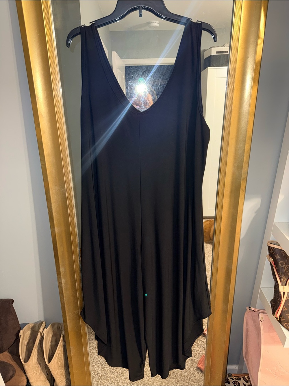 Sleeveless V-Neck Black Women's Jumpsuit 1XL